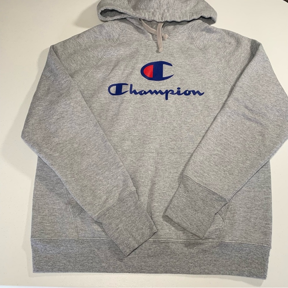 CHAMPION‎ HOODED SWEATSHIRT MENS MEDIUM UNISEX HOODIE HEATHERED GRAY